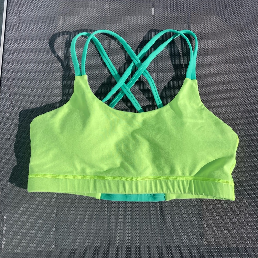 RARE! โจ BORN PRIMITIVE - Fearless Strappy Back Neon Sports Bra in Envy - M - Picture 4 of 11